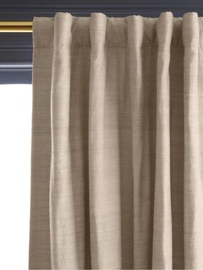 NWOT QUINCE Raw Silk Room Darkening Curtain Sand ONE panel